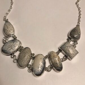 Dendritic Opal Stamped 925 Sterling Silver Necklace